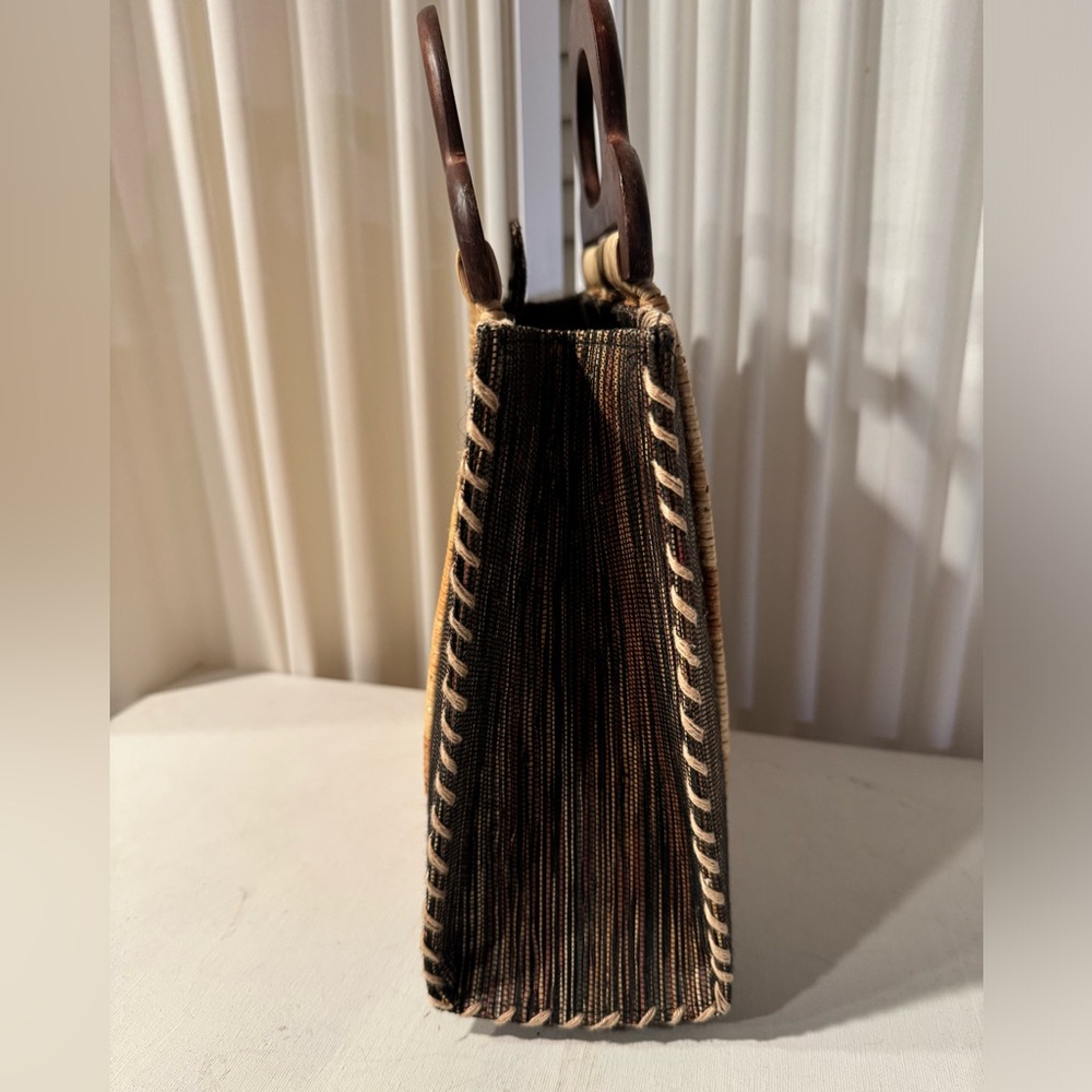 Wicker and Textile Handbag - Picture 6 of 9